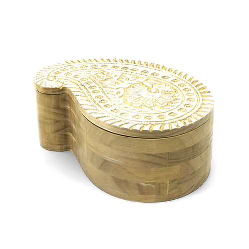 DWBH Wooden Trinket Storage Jewellery Box 14.5x9x21.2cm Paisley
