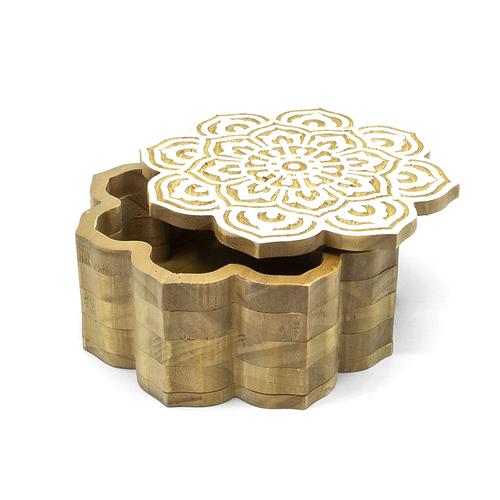 DWBH Wooden Trinket Storage Jewellery Box 17.5x9x17.5cm Sitara