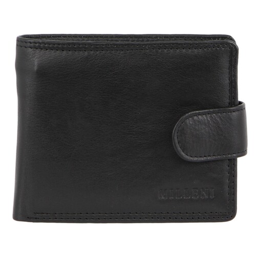 Milleni Mens Leather Tab Wallet Black
