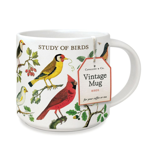 Cavallini Vintage Glassware Coffee/Tea Mug 414ml/19.5cm - Vintage Birds