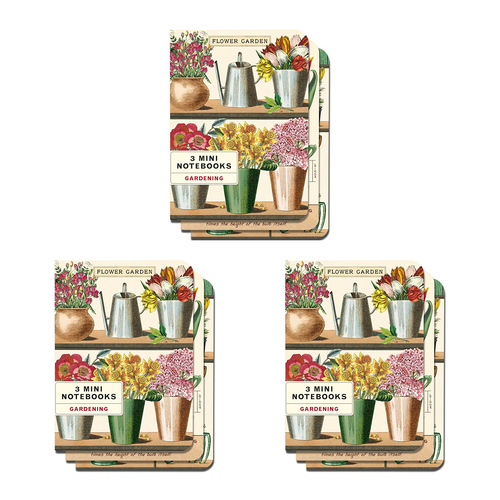 3x 3pc Cavallini Mini Notebook Set Writing Stationery - Garden