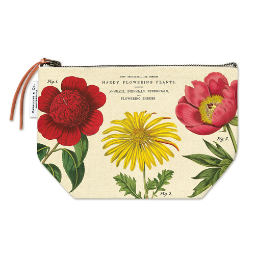 Cavallini Cotton Hand Carry Zipped Pouch Organiser 22x15cm - Botanica