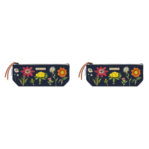 2PK Cavallini Cotton Hand Carry Mini Pouch Organiser 10x23cm - Herbarium