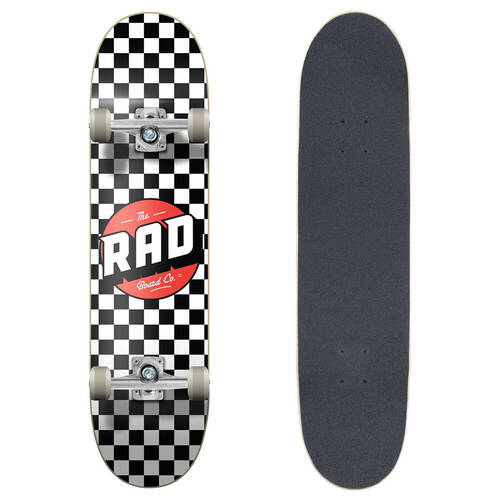 Rad Board Co Dude Crew Checkers Skateboard Black/White 7.75in