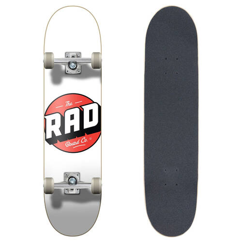 Rad Board Co Complete Skateboard Sports Deck Progressive White 8.1in
