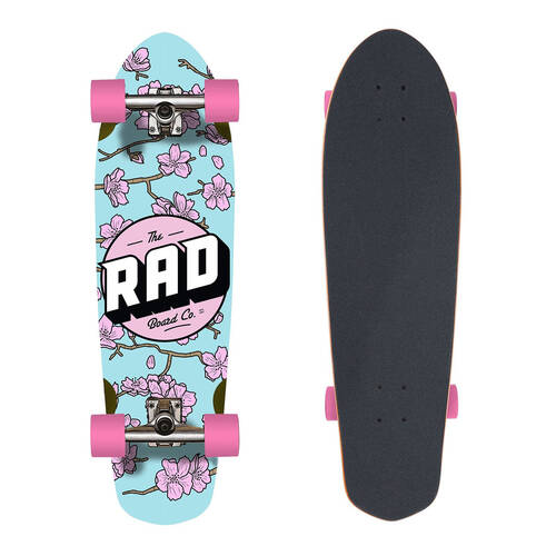 Rad Board Co Cali Cruiser Complete Skateboard Cherry Blossom PNK/BL 9.12in