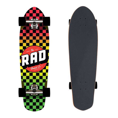 Rad Board Co Cali Cruisers Checkers Complete Skateboard Rasta Fade 9.125in