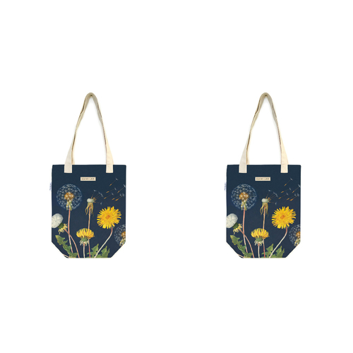 2PK Cavallini Cotton Carry All Tote Bag 33x40cm - Dandelion