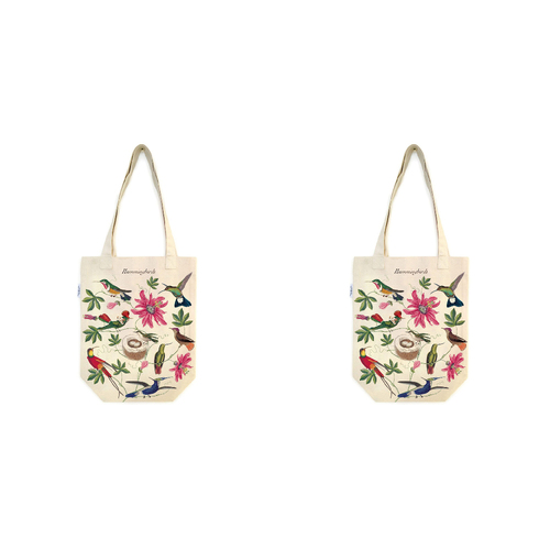 2PK Cavallini Cotton Carry All Tote Bag 33x40cm - Hummingbirds