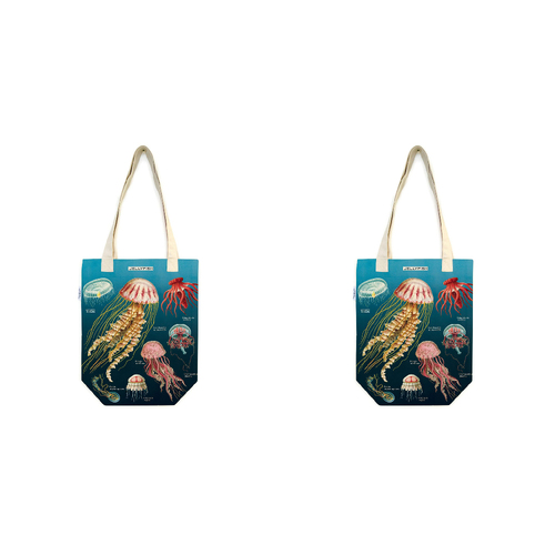 2PK Cavallini Cotton Carry All Tote Bag 33x40cm - Jellyfish