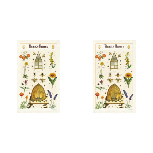 2PK Cavallini Cotton Kitchen Tea Towel 48x80cm - Bees & Honey