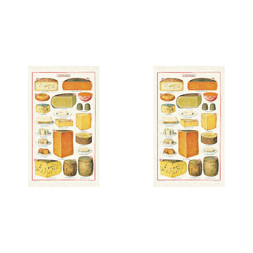 2PK Cavallini Cotton Kitchen Tea Towel 48x80cm - Cheese