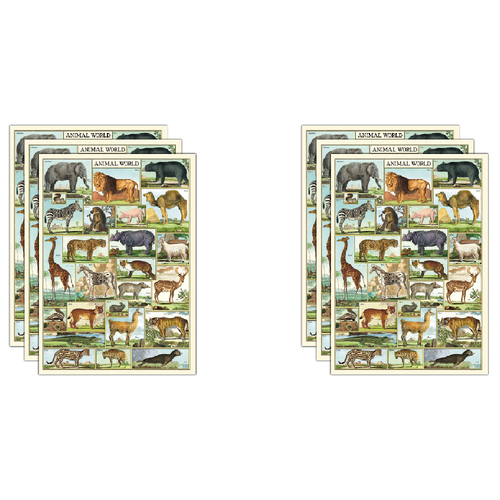 6PK Cavallini Paper Poster Prints/Gift Wrap 50x70cm - Animal World