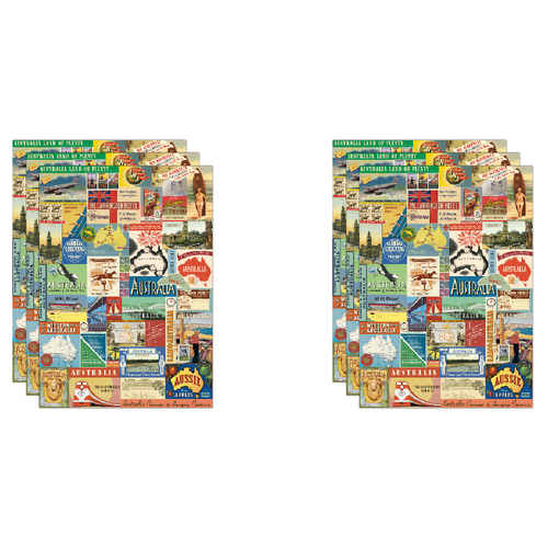 6PK Cavallini Paper Poster Prints/Gift Wrap 50x70cm - Australian Collage 2