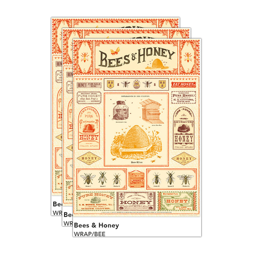 3PK Cavallini Paper Poster Prints/Gift Wrap 50x70cm - Bees & Honey