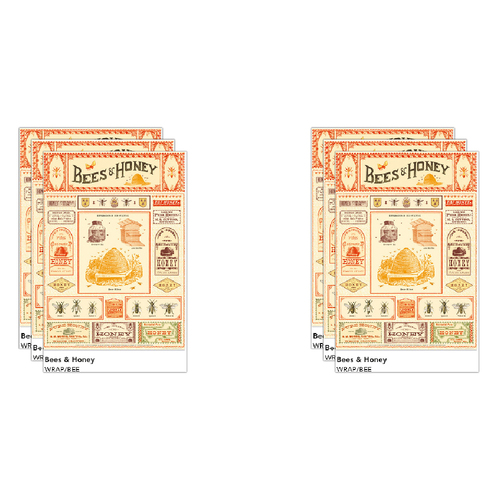 6PK Cavallini Paper Poster Prints/Gift Wrap 50x70cm - Bees & Honey