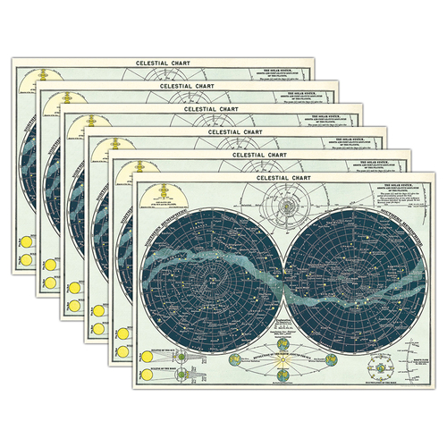 6PK Cavallini Paper Poster Prints/Gift Wrap 70x50cm - Celestial Chart