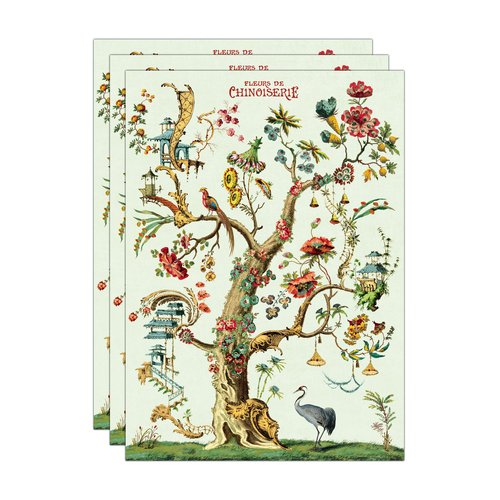 3PK Cavallini Paper Poster Prints/Gift Wrap 50x70cm - Fleurs Chino