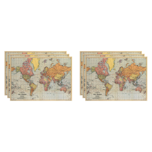 6PK Cavallini Paper Poster Prints/Gift Wrap 70x50cm - Map World
