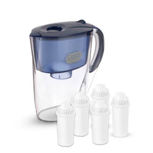 Cara Water 2.6L Filter Jug with 5x Coconut Carbon Replacement Water Filters