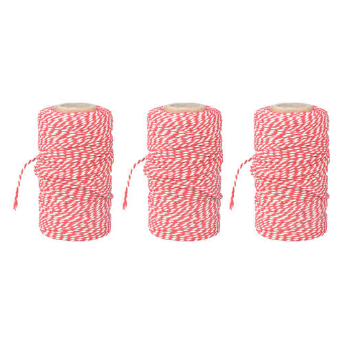 3PK Esschert Design Striped Cooking Twine Home Kitchen/Food-Safe 100m Red/White