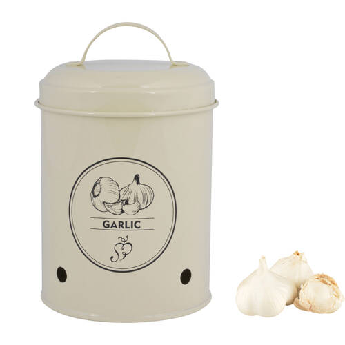Esschert Design Garlic Storage Tin Organiser 17.5cm Cream