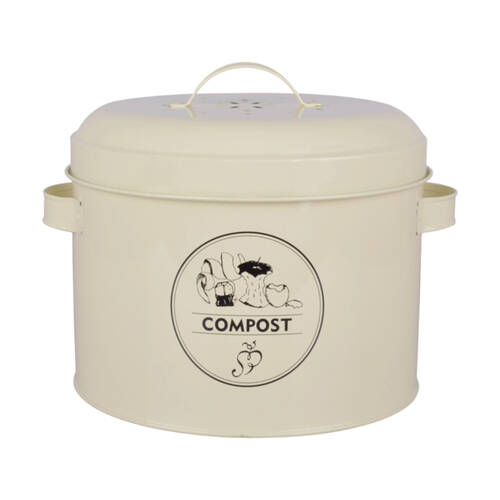 Esschert Design Compost Tin Container 27.5cm Cream