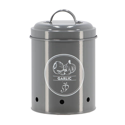 Esschert Design Garlic Storage Tin Carbon Steel 17.3cm Grey