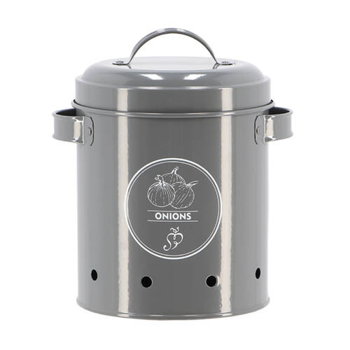 Esschert Design Onion Storage Tin Carbon Steel 19.8cm Grey