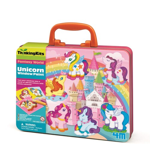 4M Thinking Unicorn Window Paints Art/Craft w/ Carry Case 4y+