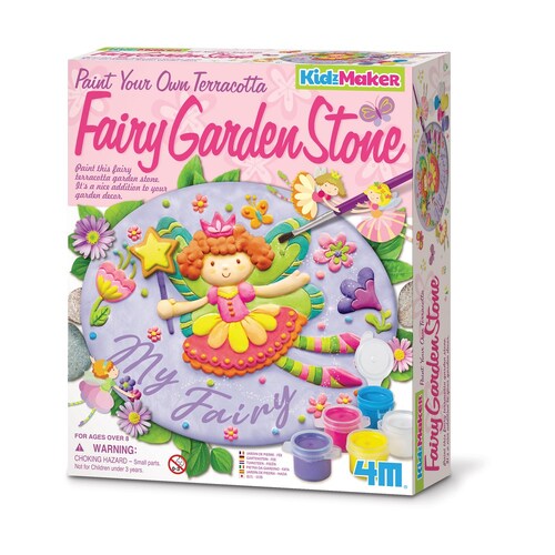 4M KidzMaker Paint Your Own Terracotta Fairy Garden Stone Kids Toy 8y+