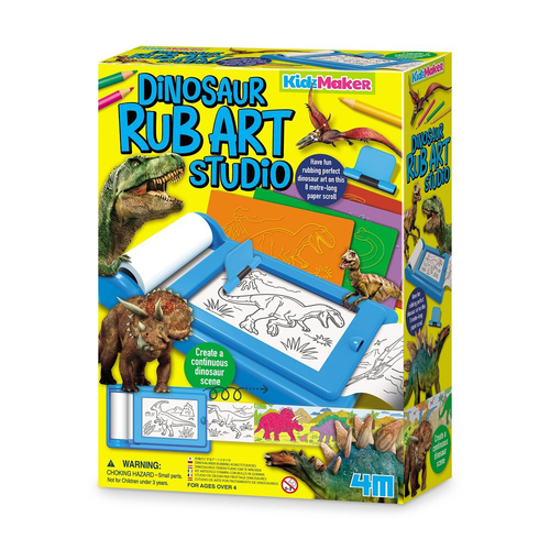 4M KidzMaker Dinosaur Rub Art Studio Drawing/Colouring Art/Craft Kit 4y+