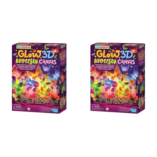 2PK 4M KidzMaker 3D Glow Butterfly Canvas Kids Room Decor 5y+
