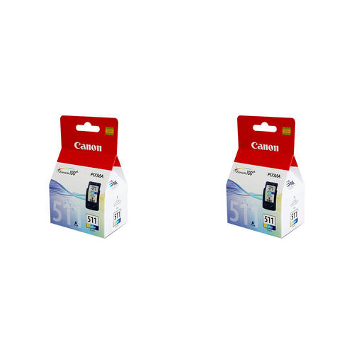 2PK Canon Pixma CL511 Colour Ink Cartridge 244 Page Yield CMY