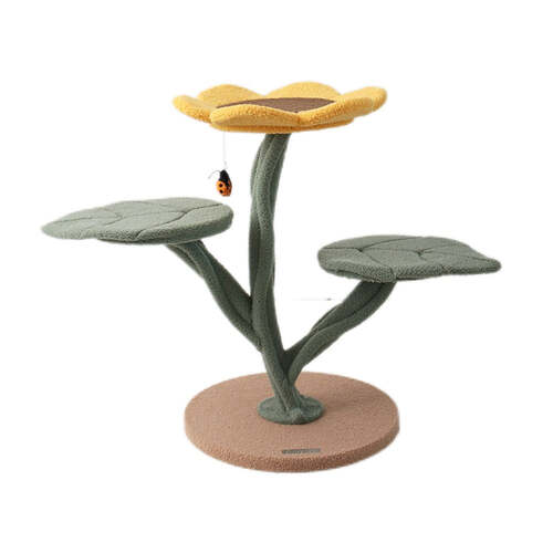 Cmisstree 3-Level Sunflower Cat Scratching Tree Post