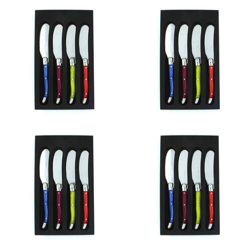 4x 4pc Laguiole Elite Pate/Soft Cheese Knife Set Multicoloured Pearl Effect