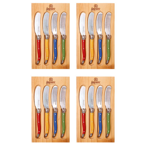 4PK Laguiole Elite Pate/Soft Cheese Knife Set Dinner Accessory Multicoloured