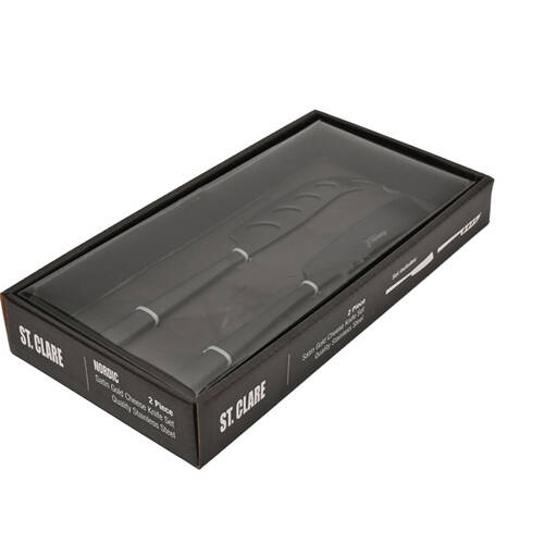 2pc St. Clare Soft/Hard Cheese Knife Set Stainless Steel Durable Matte Black