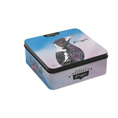Banksia Red Magpie Decorative Tin w/Lemon Myrtle Butter Finger Biscuits 150g