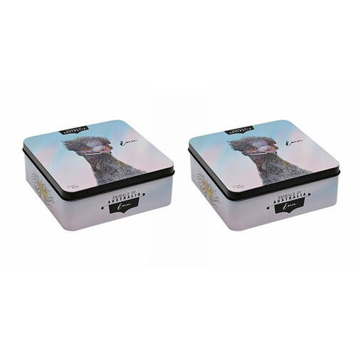 2PK Banksia Red Emu Decorative Tin w/Lemon Myrtle Butter Finger Biscuits 150g