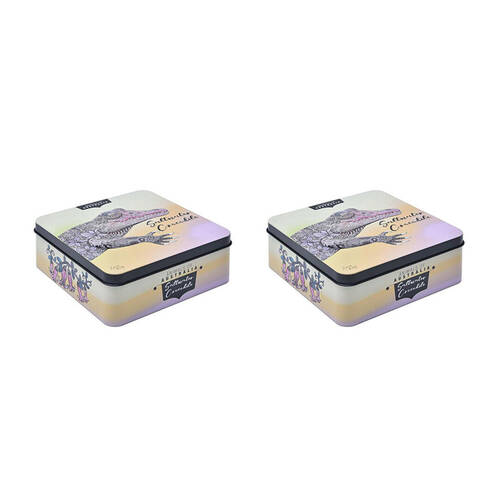 2PK Banksia Red Saltwater Crocodile Decorative Tin w/Butter Finger Biscuits 150g