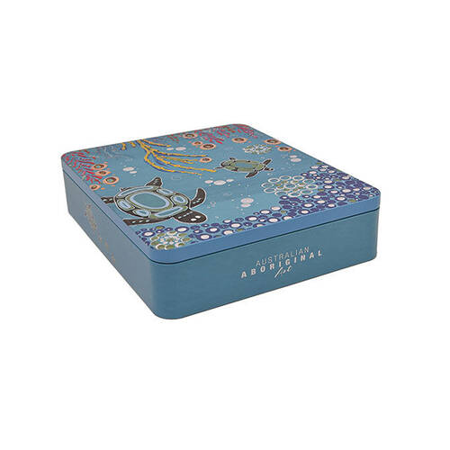 Banksia Red Decorative Tin Aboriginal Turtle Art w/Handmade Caramel Fudge 200g