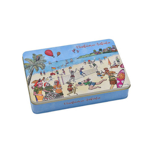 Banksia Red Christmas in Australia Decorative Tin w/Aussie Made Biscuits 300g