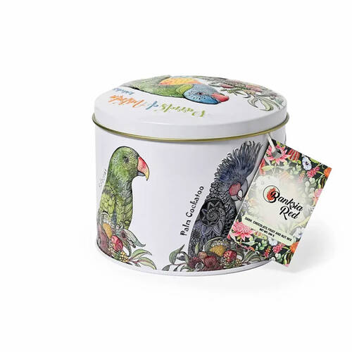Banksia Red Parrots of Australia Tin w/Dark Chocolate Fruit & Nut Mix 200g