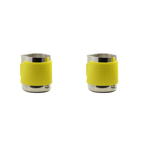 2PK Coffee Culture Milk Frothing Jug With Silicone Sleeve Stainless Steel 350ml