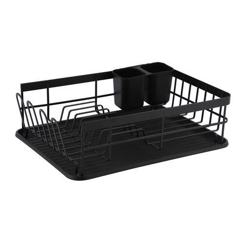 Classica Nava Dish Rack Kitchen Accessory w/Cutlery Holder Matte Black