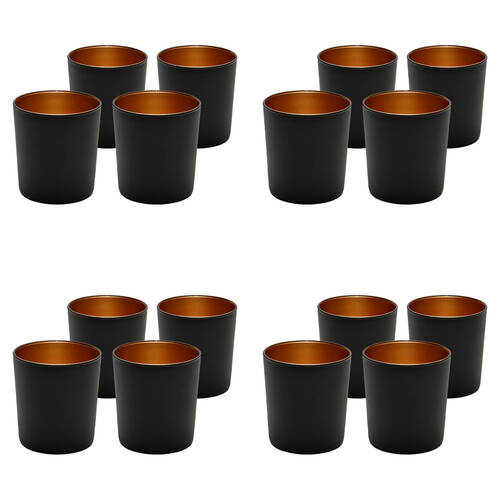 4x 4pc Art Craft Luna Metal Tumbler Glass Set Contemporary Design 380ml Black/Gold