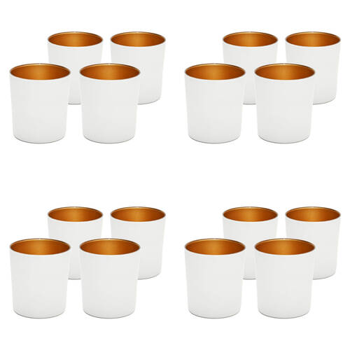 4x 4pc Art Craft Luna Metal Tumbler Glass Set Contemporary Design 380ml White/Gold