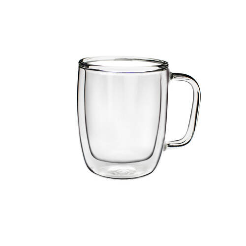 2pc Coffee Culture Millie Double Wall Insulated Glass Mug Set Hot/Cold 475ml