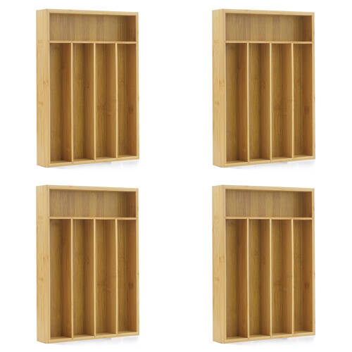 4PK St. Clare Cutlery Tray 5 Compartment Bamboo Organiser Kitchen Accessory 35cm